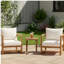 Set of 2 Acacia Wood Loungers with PE Rattan & Sandblast Cross Base Side Table Set