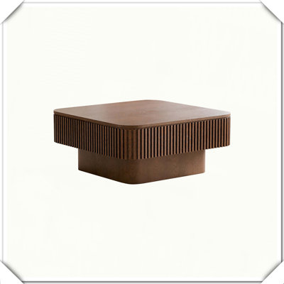 Square Coffee Table With Storage Solid Wood Veneered Modern Accent Tea Table
