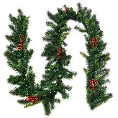 Guirlande de Noël artificielle 9 pi avec 100 lumières chaudes