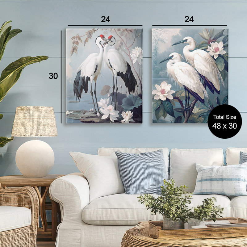 Ensemble de 2 toiles Shore Line Magic Birds, design par Steve Hunziker, H 30 po x l 24 po