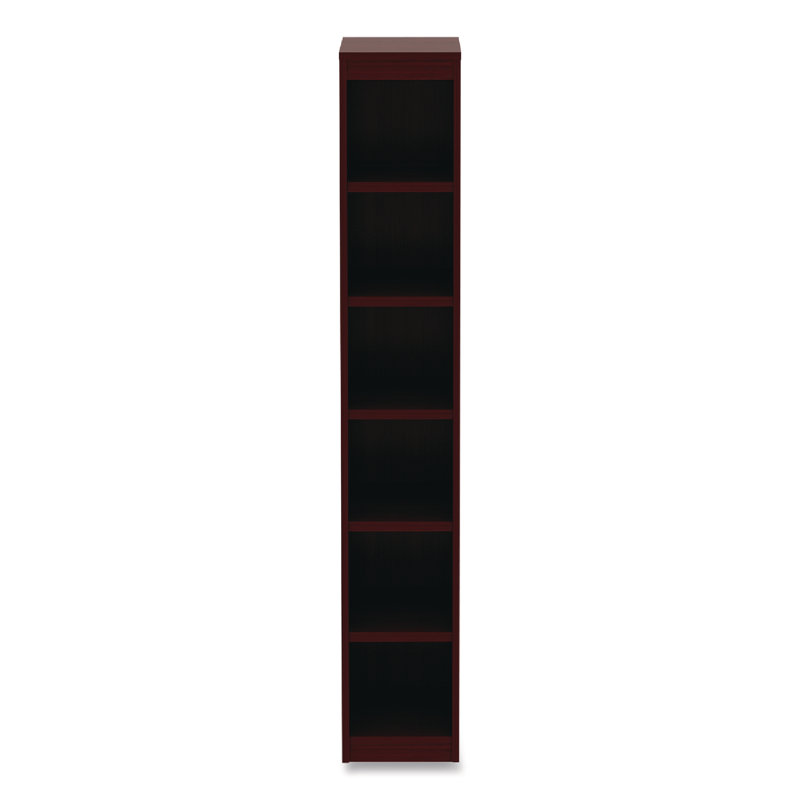 Mahogany Narrow Profile Six-Shelf Adjustable Bookcase