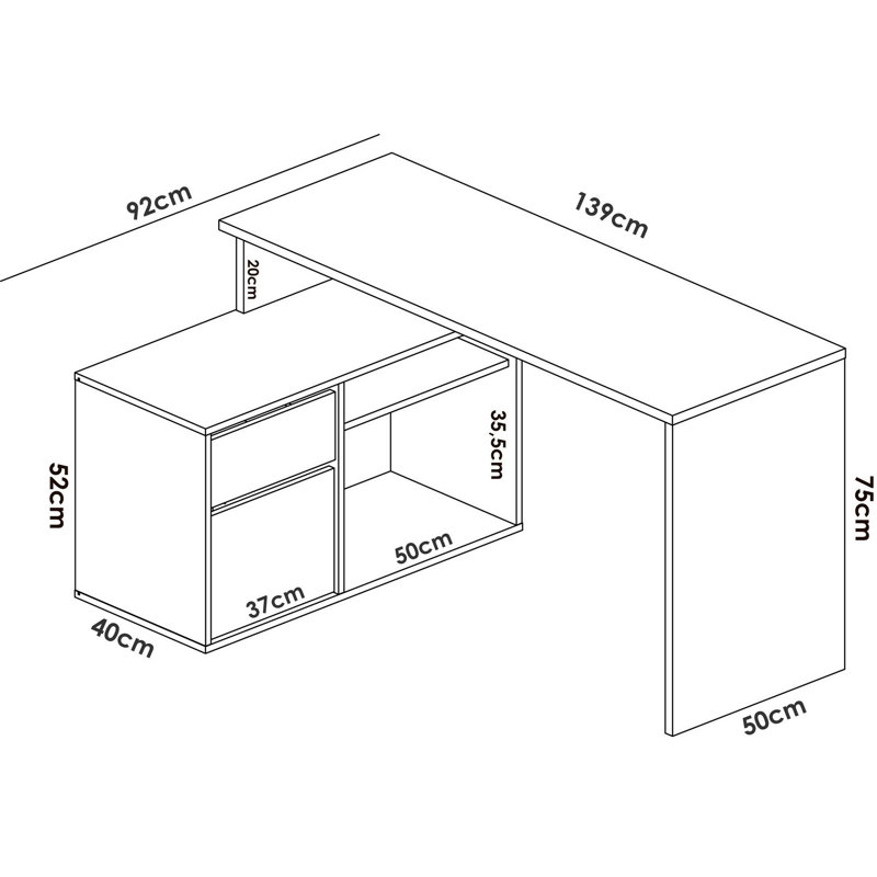 Breina Computer Desk, Oak/Anthracite