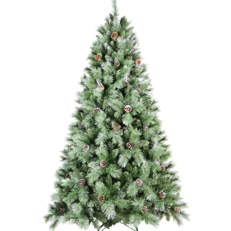 Arbre de Noël de 7 pi avec 1348 pointes mélangées, 82 branches de pin, branches articulées à installation rapide, support en métal robuste pour la saison 84 - assemblage sans effort à corps plein, festivités stables