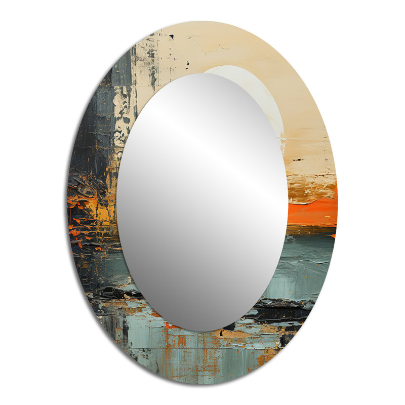 Miroir décoratif moderne en métal Modern Coastal Mystic Sunrise I, 40 po x 30 po