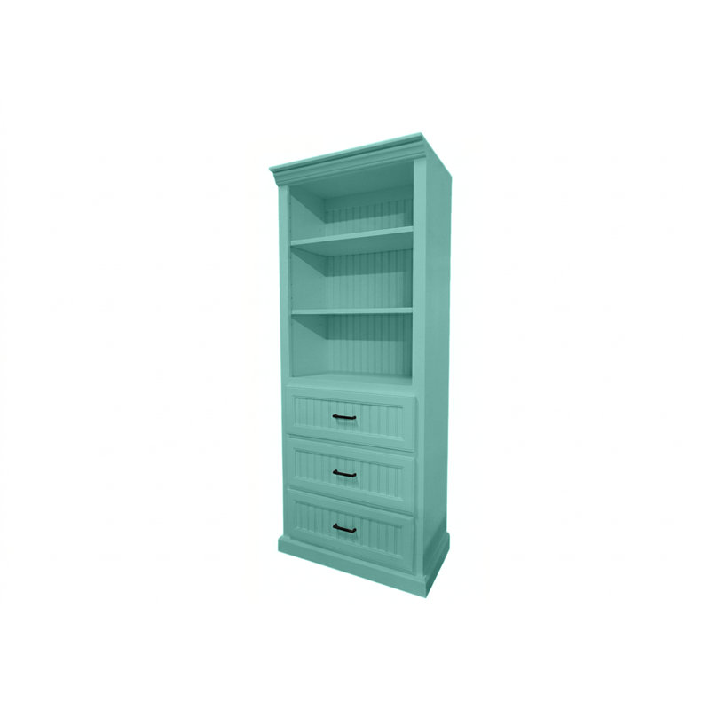 Bibliothèque en bois massif avec rangement Coastal, Aqua Fiesta