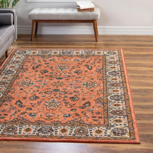 Hylan Oriental Area Rug in Brown/Orange