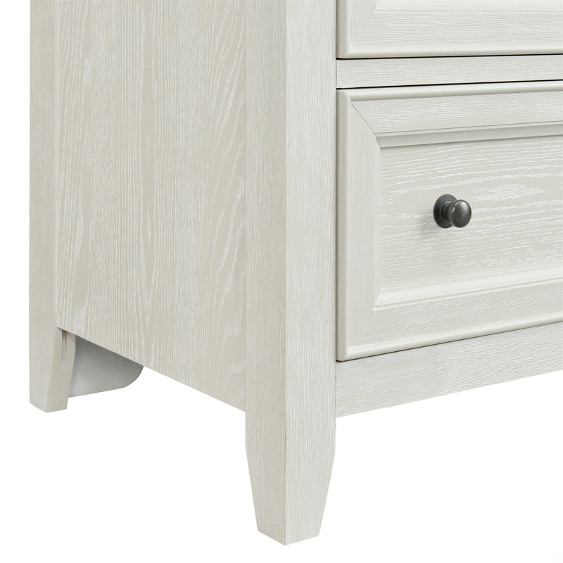 3-Drawer Nightstand, White