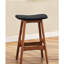Ensemble de tabourets de bar en chêne 2 pièces, sièges en similicuir brun noir, tabouret de bar moderne Mid-Century, meubles de salle à manger de cuisine