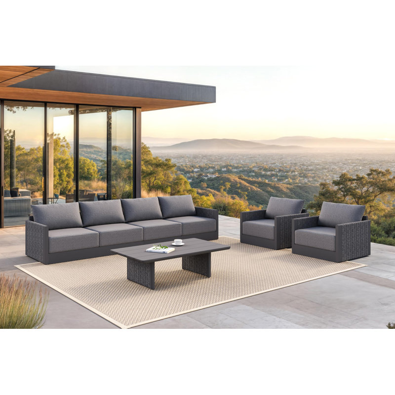Patio Furniture Set 7 Pieces Patio Seating Sofas, Aluminum Furniture Outdoor Couch Sectional Set with Cushions and Aluminum Table Patio Conversation Sets Gray