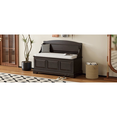 Banc à chaussures, banc de rangement de chaussures rétro avec dispositifs de fermeture en douceur, coffre de rangement avec rangement caché et coussin pour entrée, couloir, salon (espresso), rangement pour chaussures