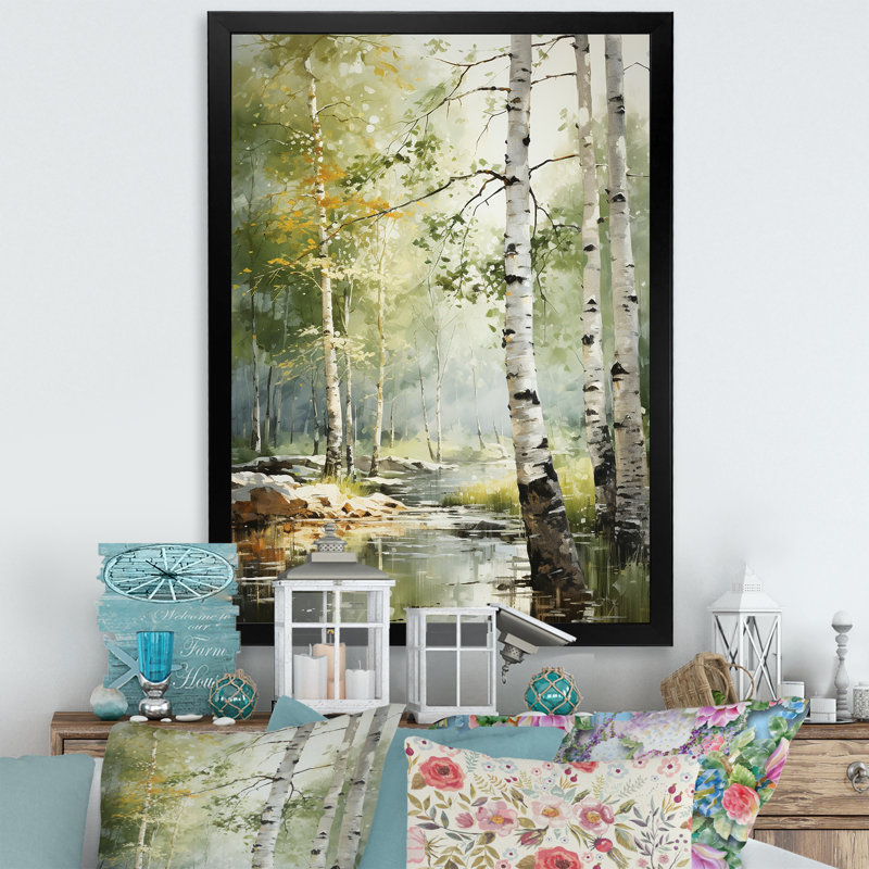 «Tranquil Shadows Green Forest III», reproduction sur toile, H 40 po x l 30 po x P 1,5 po, Cadre simple noir