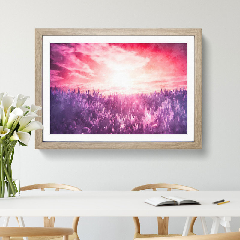 Purple Meadow - Framed Print, Oak Framed, 27cm H x 36cm W x 2cm D