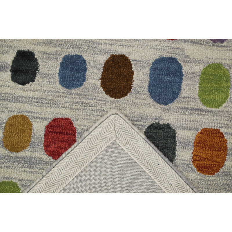 Wimbledon Polka Dots Wool Area Rug, Rectangle 70 x 140cm