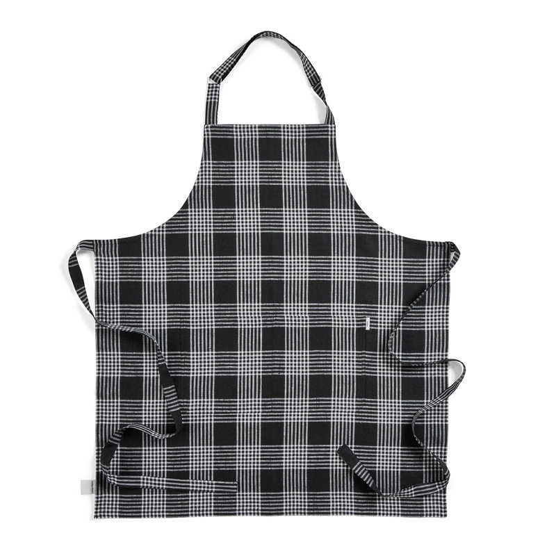 Linen Bib Apron - 100% Pure Linen Apron, Black/White