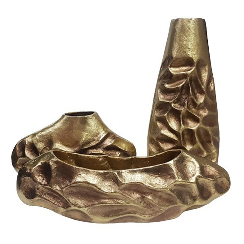 Vase décoratif en métal texturé pour décoration intérieure, Bronze
