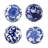 3Pc Decorative Orbs Balls Set, Glossy Blue White Porcelain, Floral Motifs