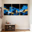 Ensemble de 3 reproductions d'art mural sur toile avec villes et pays abstraites avec vagues bleues et dorées-1985020670