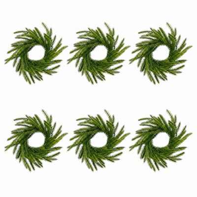 6 pièces de couronne de bougie de pin de Noël Norfolk 10,2 pouces petite guirlande de Noël guirlande de pin artificiel vert ornements de Noël centre de table pour mariage maison de campagne armoires décoration de fenêtre