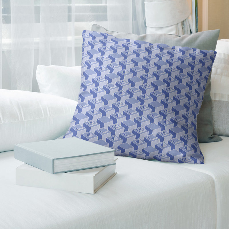 Housse de coussin Skyscrapers, 20 po X 20 po, Bleu clair, Croisé en coton