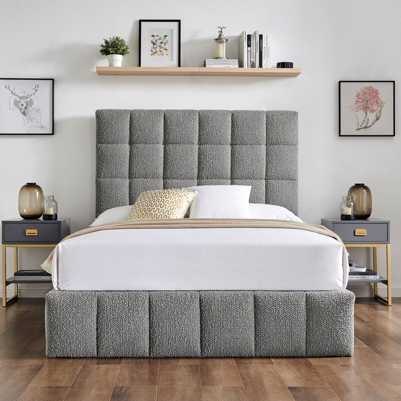 Upholstered Ottoman Storage Bed, Kingsize (5'), Grey