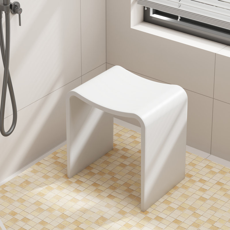 Tabouret de douche de salle de bain autoportant Casainc, Blanc mat