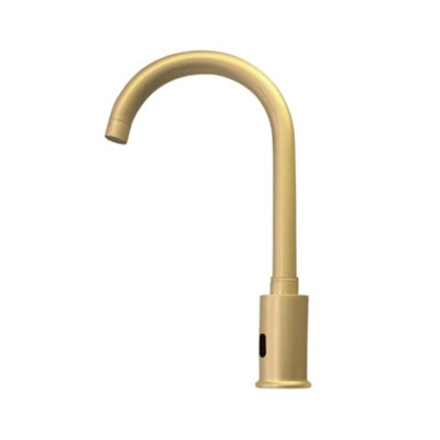 BathSelect Brushed Gold Wella Goose Neck Commercial Automatic Sensor Faucet (Hot and cold mixer)