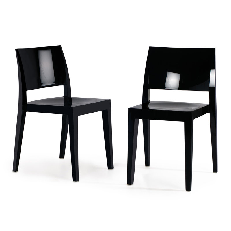 Lanis Premium All-Weather Wicker Outdoor Stacking Dining Side Chair, Black