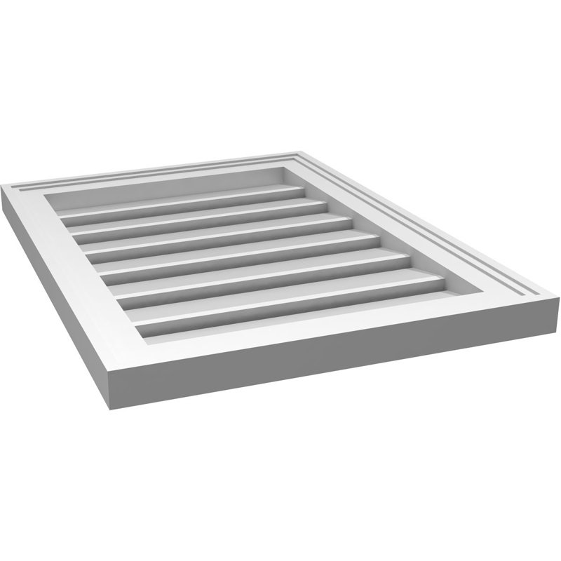 Évent à pignon fonctionnel en uréthane rectangulaire à fixation en surface, brun clair apprêté, H 24 po x l 18 po x P 1,5 po