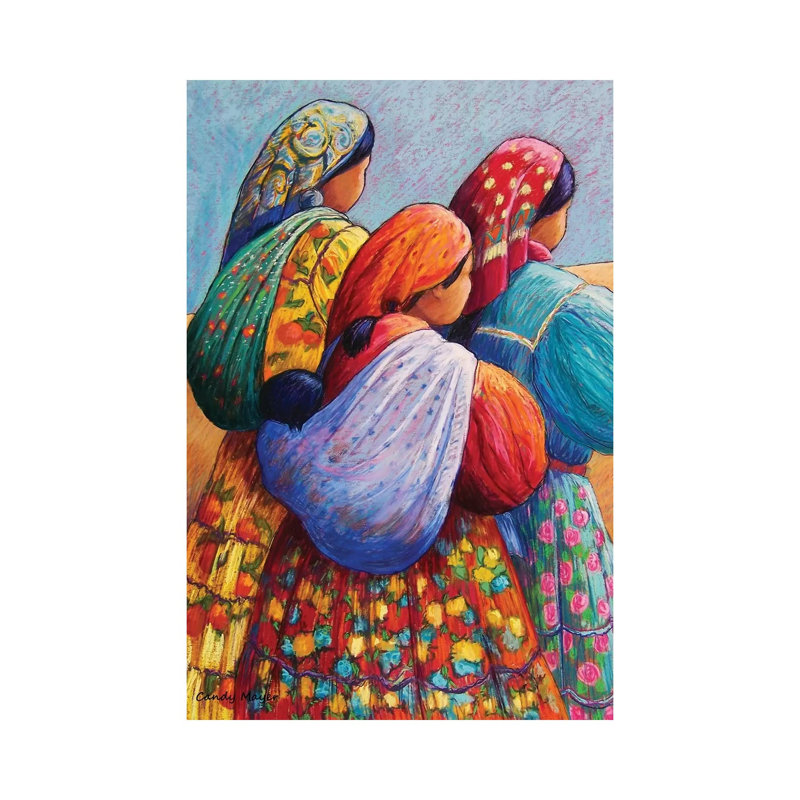 Tarahumara Women by Candy Mayer - Painting on Canvas, Wrapped Canvas, 20.32 cm H x 30.48 cm W