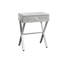 Table d'appoint moderne avec tiroir de rangement, table de chevet ou table de bout pour le salon ou la chambre à coucher, stratifié gris et métal chromé | Idée de cadeau