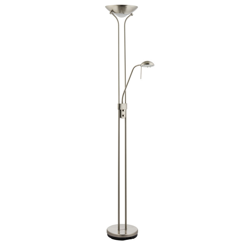 Charlie 180cm Uplighter Floor Lamp, Satin Chrome