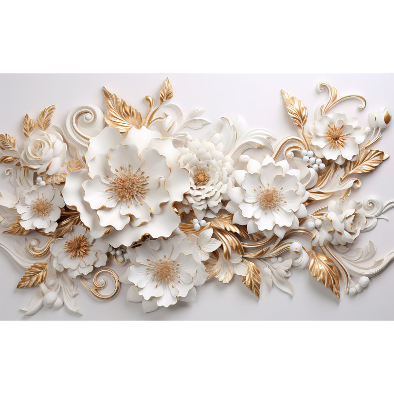 Éclat floral baroque - Toile décorative murale, H 30 po x l 40 po