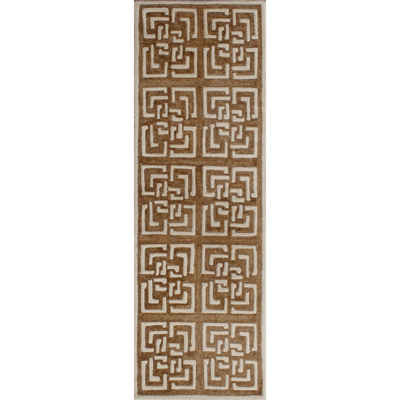 Tapis géométrique touffeté à la main Precious, Tapis de couloir 2 pi 6 po x 8 pi