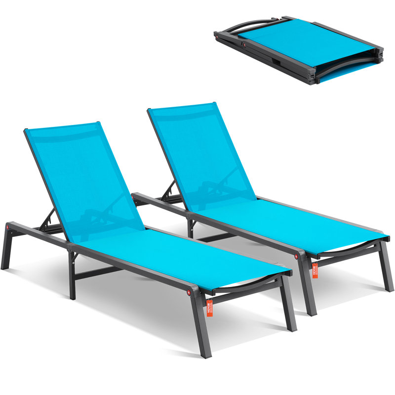 Chaise longue d'extérieur réglable à 5 positions pour 2 chaises longues