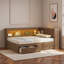 Lit de jour multiple avec tablettes de rangement, USB, DEL et 2 tiroirs-1443956762