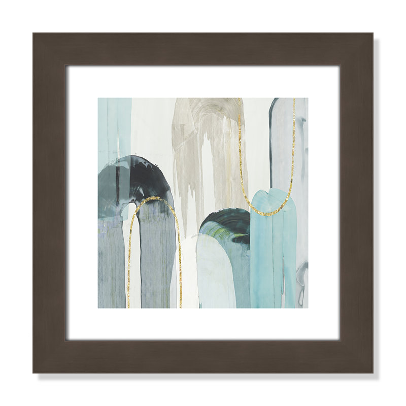 Blue Arches " Blue Arches I ", 18.5" H x 18.5" W x 1.25" D, Brushed Gunmetal Framed