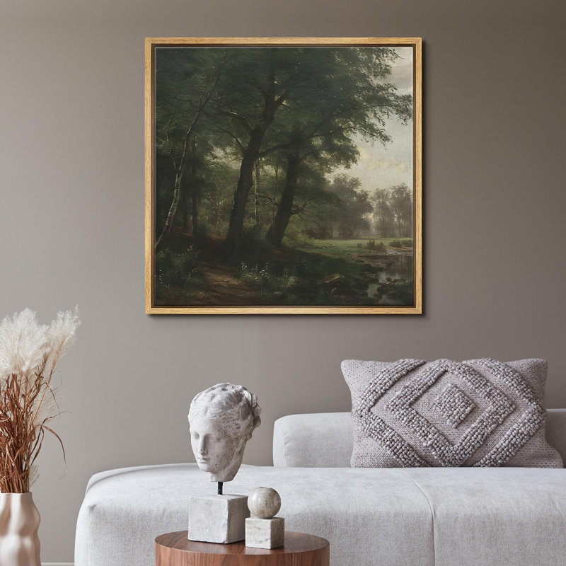 Sylvan Riverside Path, reproduction encadrée sur toile, Toile naturelle, H 24 po x l 24 po