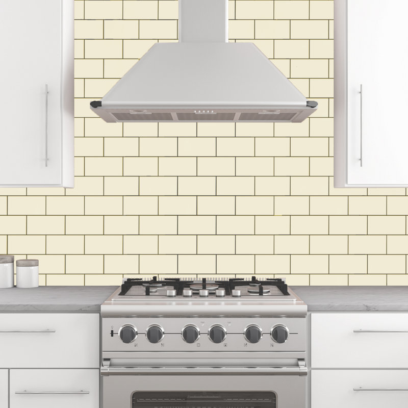 Color Beat Satin 4" W x 8" L Ceramic Subway Tile, Crème