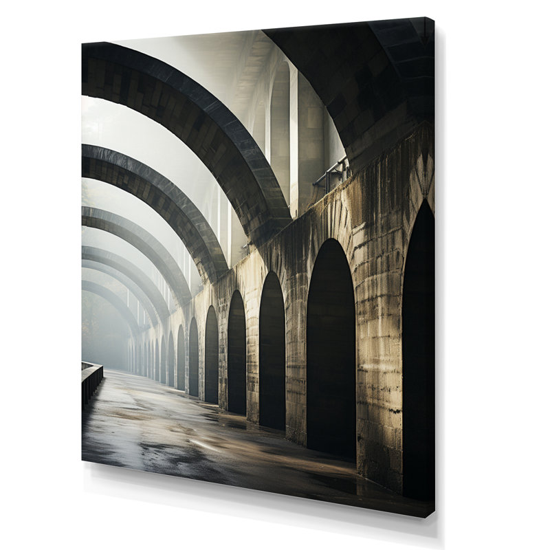 Klarita Beige Bridge Majestic Arch Graphite, H 20 po x l 12 po x P 1 po, Toile tendue