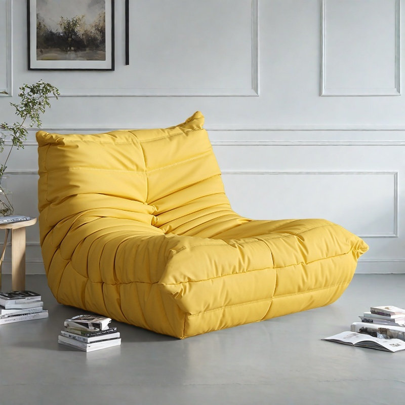 Retro luxury caterpillar bean bag sofa, Beige Faux Leather