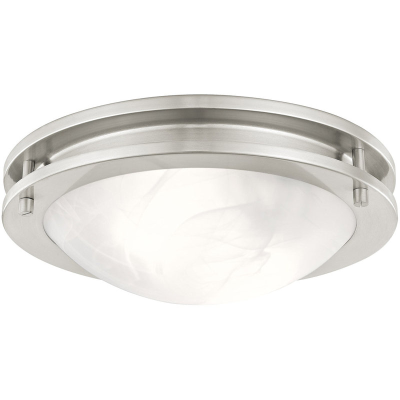 Glass Flush Mount, Chrome, 3.5" H x 11" W x 11" D