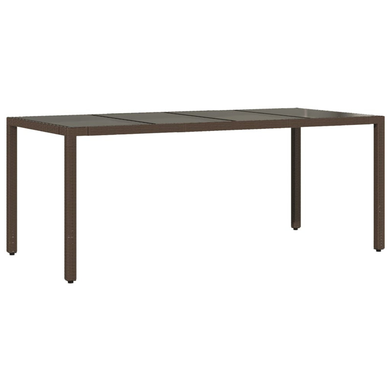  Patio Table With Glass Top Gray 94.5"X35.4"X29.5" Poly Rattan