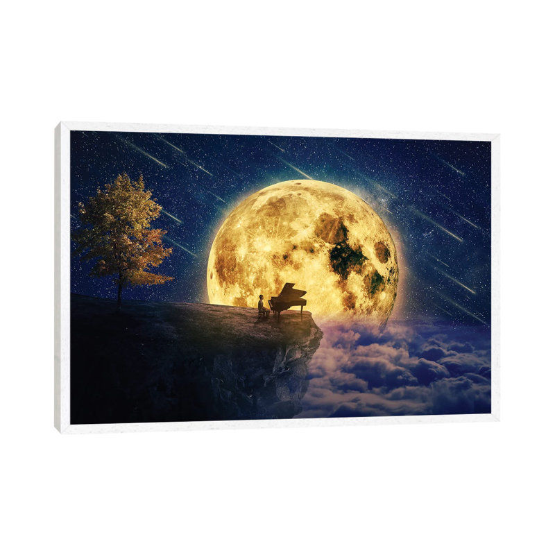 Midnight Piano Lullaby - Print on Canvas, White Framed, 66.04 cm H x 45.72 cm W