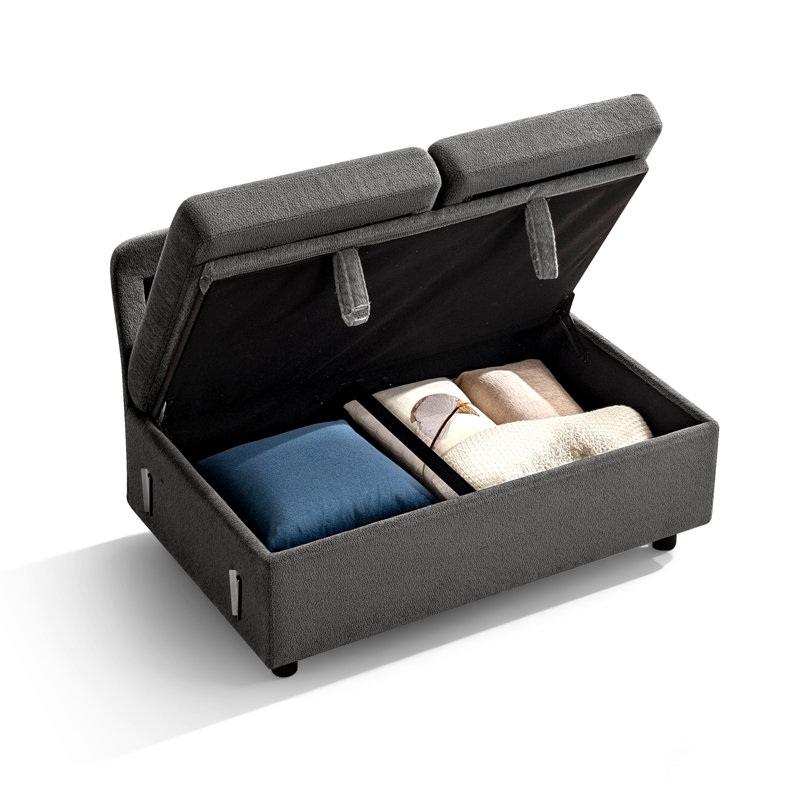46.4" Armless 2-Seat Module with Storage (Package A), Gray