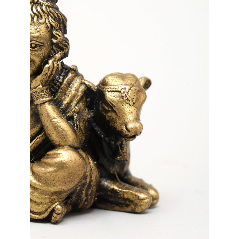 2 Inch Small Bal Krishna with Calf Brass Statue