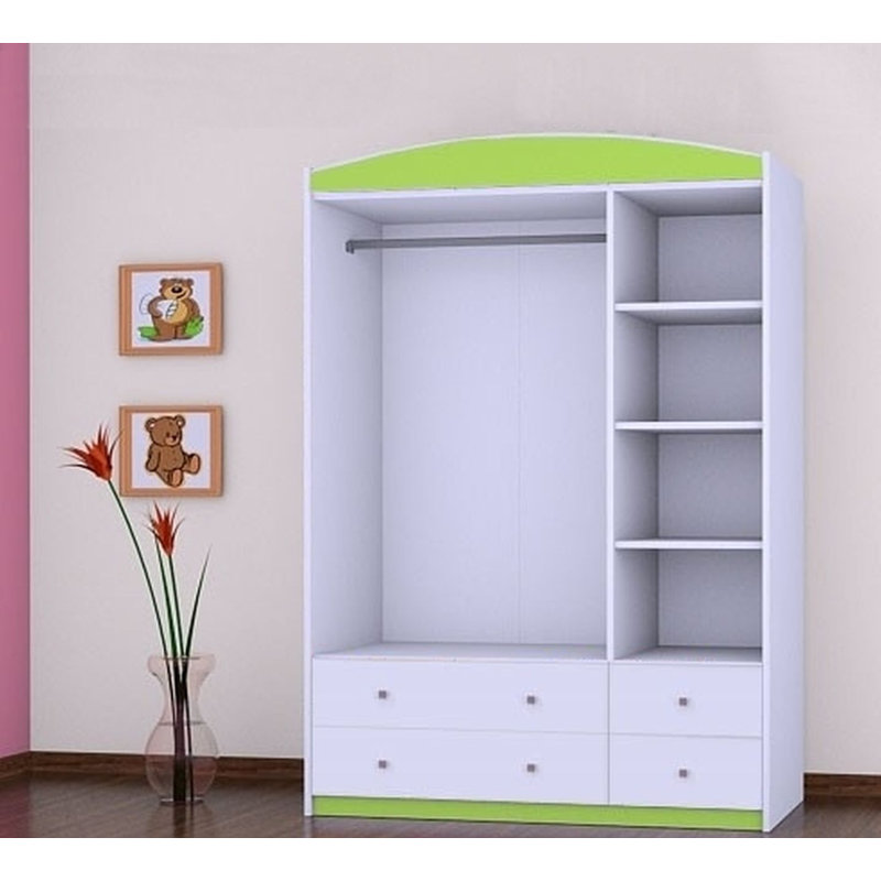 Worrell 3 Door Wardrobe, Green