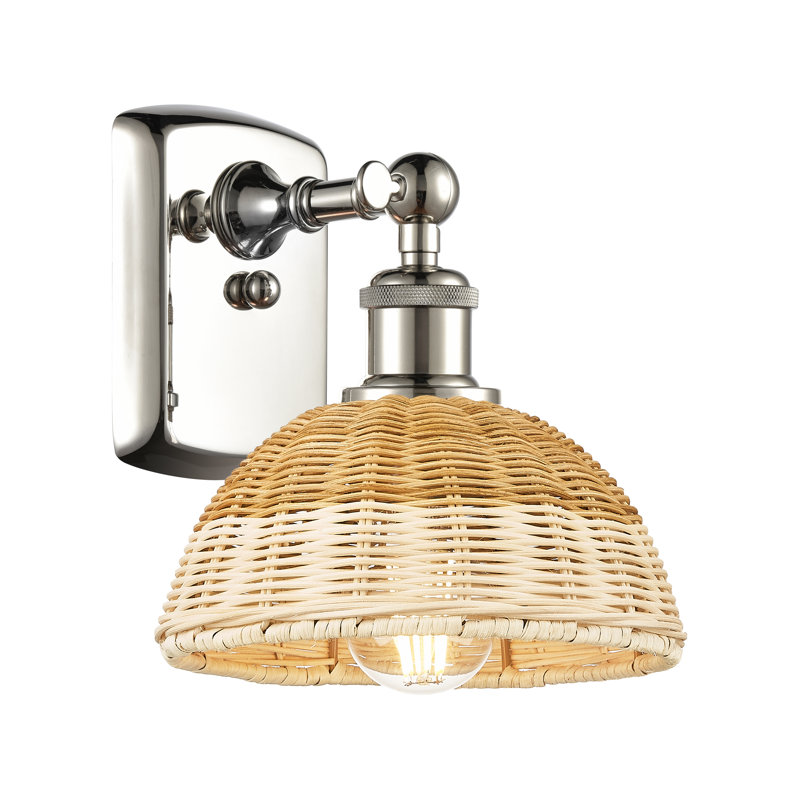 Bristol Natural II Steel Armed Sconce, Crème / nickel poli