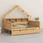 Lits plateforme en bois avec DEL, tablettes de rangement, tiroirs et garde-corps-775370598