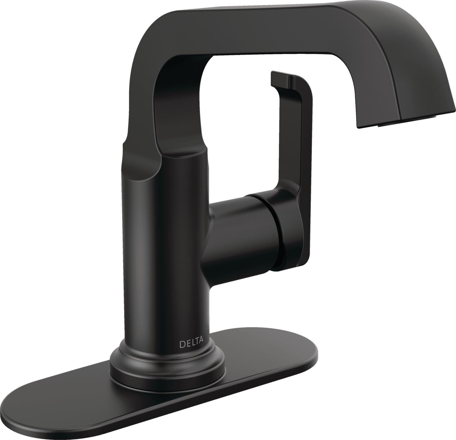 Tetra Single-Hole Faucet with Drain Assembly, Matte Black