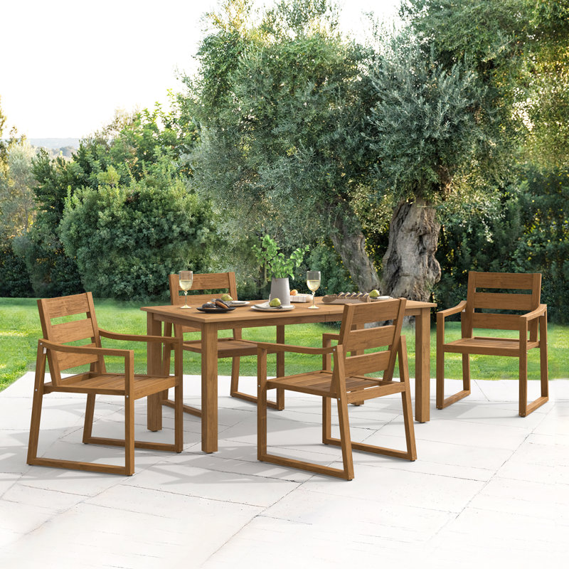 Bale 6-Person Plastic Patio Dining Table, Teak